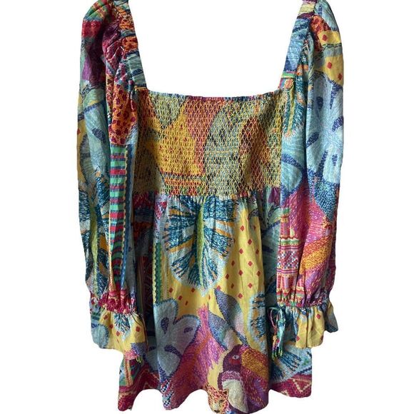 New Anthropologie Farm Rio Women's Summer Tapestry Mini Dress Smocked  - Size M - Picture 8 of 9